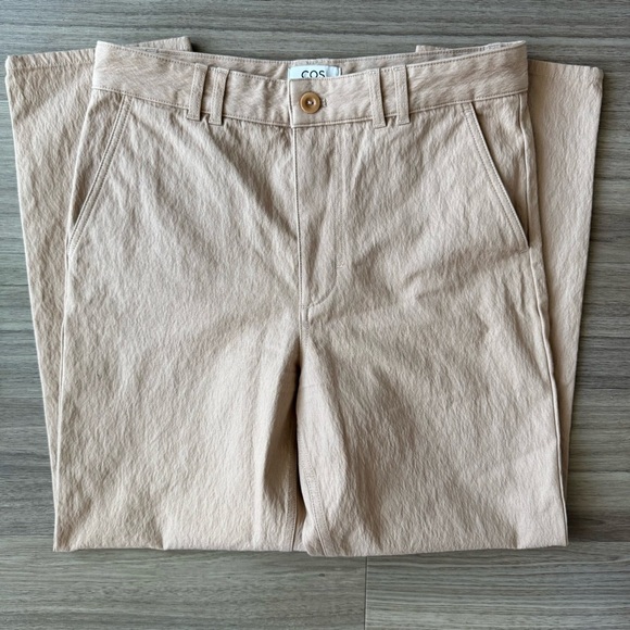 NWOT COS Tan Straight Textured Pants Trousers Size 8 - Picture 2 of 6